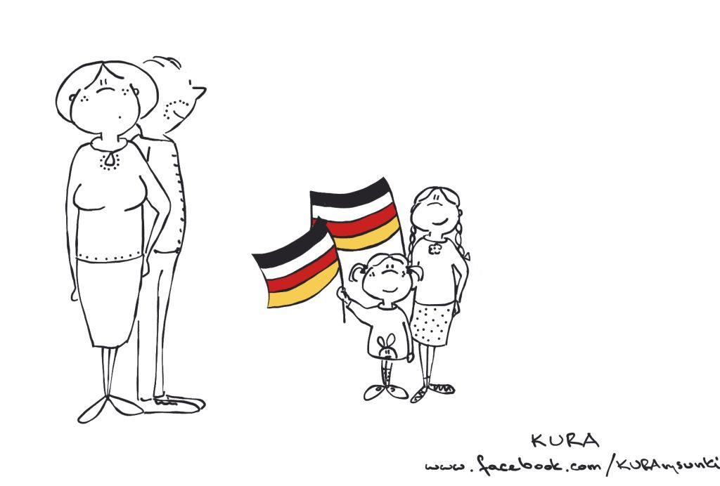 Это явление ярко изображено сатирическим карикатуристом   КУРА - КУ РАДОЦЬ   в рисунках о поляках в германии